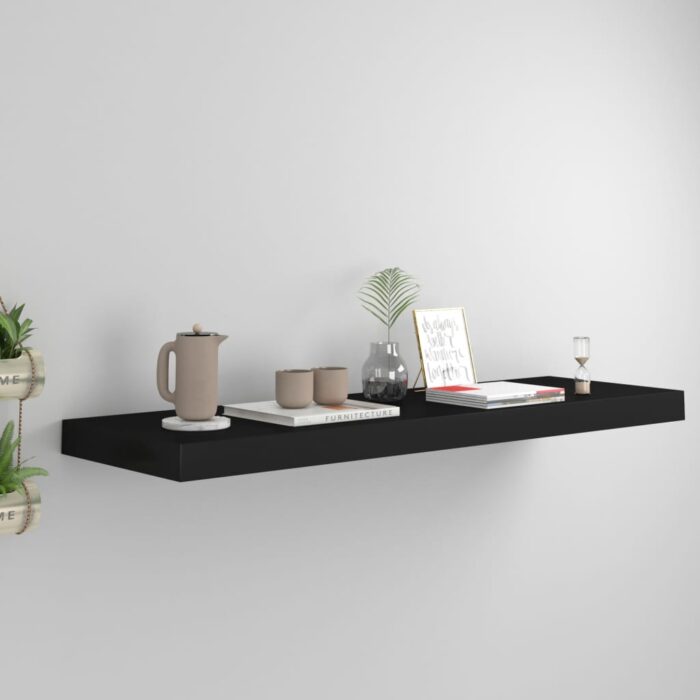Étagère flottante murale noir 80x23,5x3,8 cm MDF – Image 1