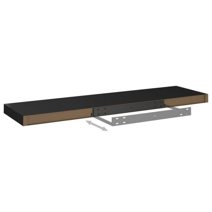 Étagères murales flottantes 2 pcs noir 90x23,5x3,8 cm MDF – Image 5