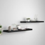 Étagères murales flottantes 2 pcs noir 90x23,5x3,8 cm MDF
