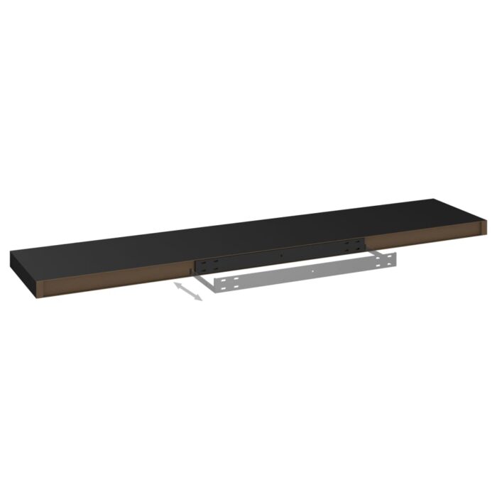 Étagères murales flottantes 2 pcs noir 120x23,5x3,8 cm MDF – Image 5