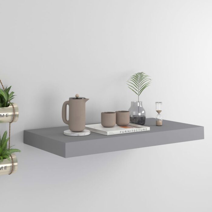 Étagère murale flottante gris 50x23x3,8 cm MDF – Image 1