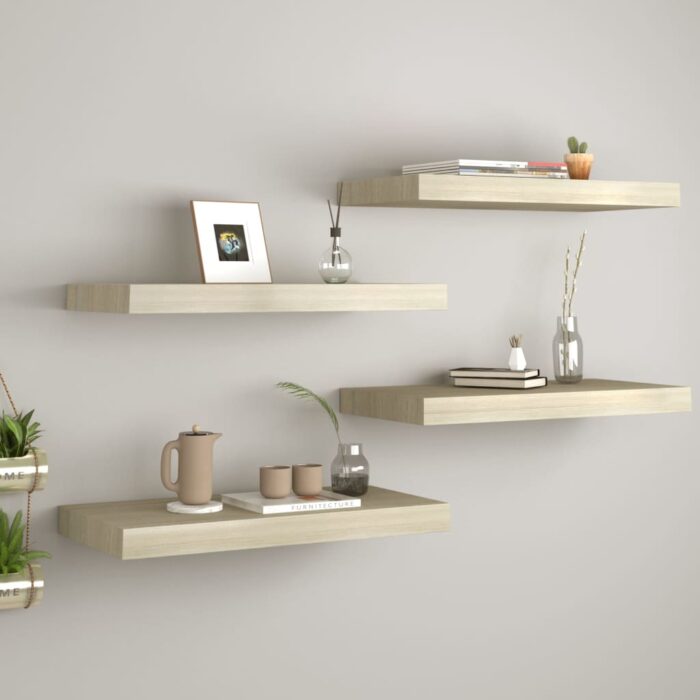 VXL8720286075074_m_en_hd_1.jpg Étagères murales flottantes 4 pcs chêne 60x23,5x3,8 cm MDF – Image 1