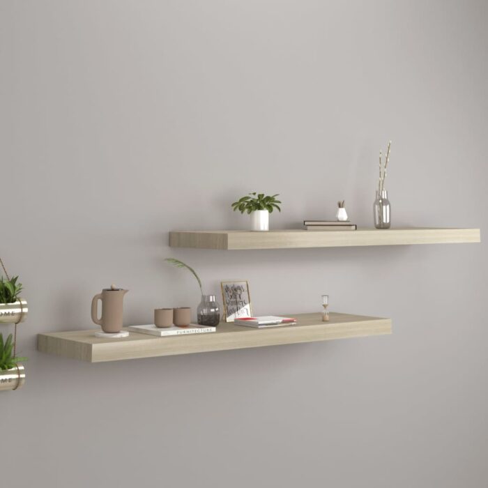 VXL8720286075128_m_en_hd_1.jpg Étagères murales flottantes 2 pcs chêne 90x23,5x3,8 cm MDF – Image 1