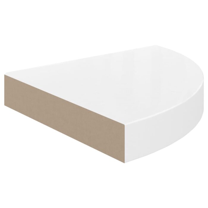 Étagère d'angle flottante blanc brillant 25x25x3,8 cm MDF – Image 2