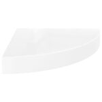 Étagères d'angle flottantes 4pcs blanc brillant 25x25x3,8cm MDF – Image 2