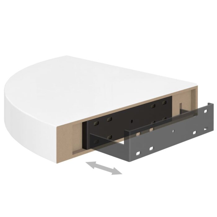 Étagères d'angle flottantes 4pcs blanc brillant 25x25x3,8cm MDF – Image 5