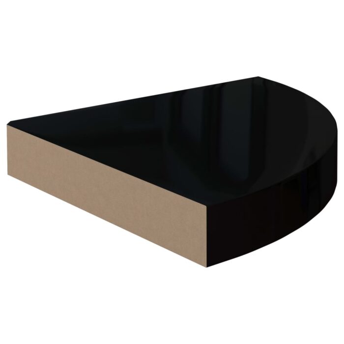323889 Floating Corner Shelf High Gloss Black 25x25x3,8 cm MDF – Image 2