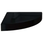 Étagères d'angle flottantes 2pcs noir brillant 25x25x3,8cm MDF – Image 2