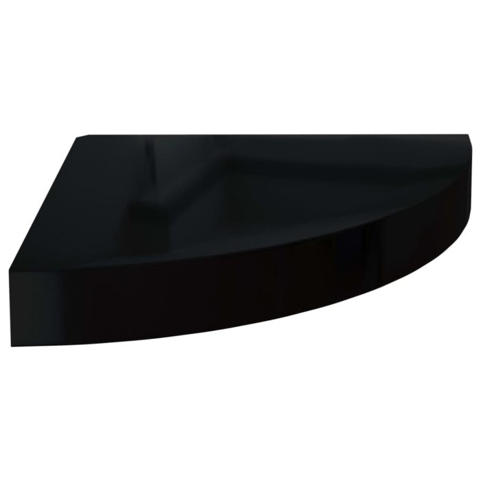 Étagères d'angle flottantes 4 pcs noir brillant 25x25x3,8cm MDF – Image 2
