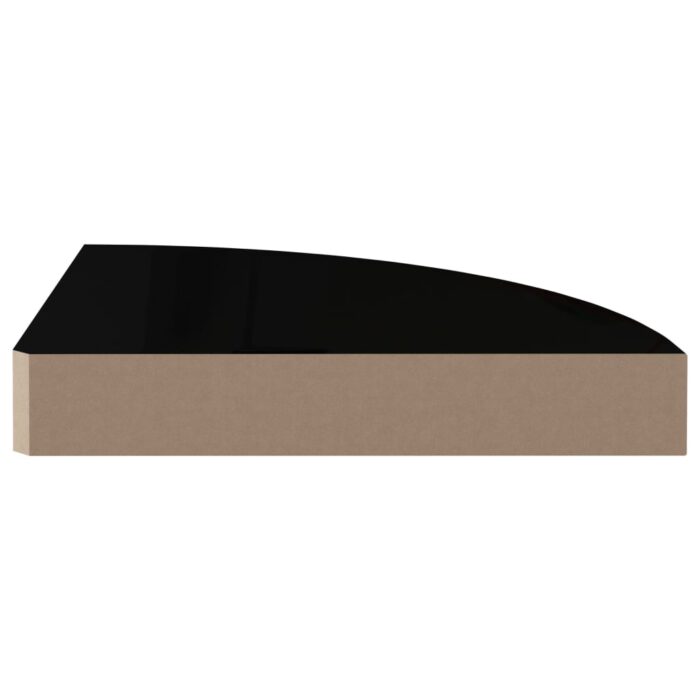 Étagères d'angle flottantes 4 pcs noir brillant 25x25x3,8cm MDF – Image 4