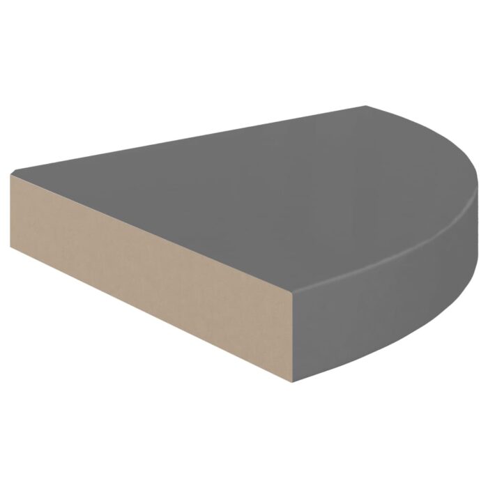 Étagère d'angle flottante Gris brillant 25x25x3,8 cm MDF – Image 2