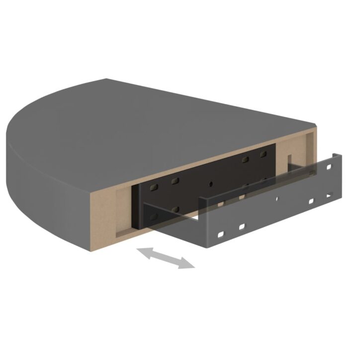 Étagère d'angle flottante Gris brillant 25x25x3,8 cm MDF – Image 5