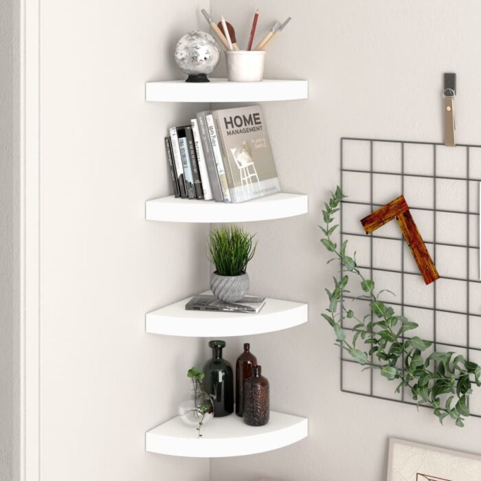 VXL8720286075289_m_en_hd_1.jpg Étagères d'angle flottantes 4 pcs blanc 25x25x3,8 cm MDF – Image 1
