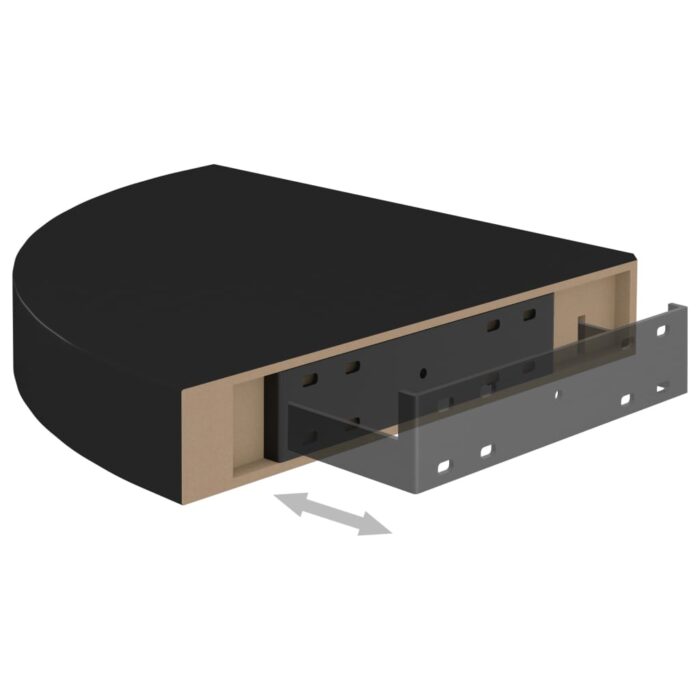 Étagères d'angle flottantes 4 pcs noir 25x25x3,8 cm MDF – Image 5