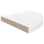Étagère d'angle flottante blanc brillant 35x35x3,8 cm MDF – Image 2