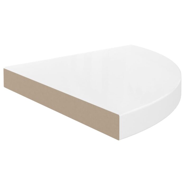 Étagère d'angle flottante blanc brillant 35x35x3,8 cm MDF – Image 2