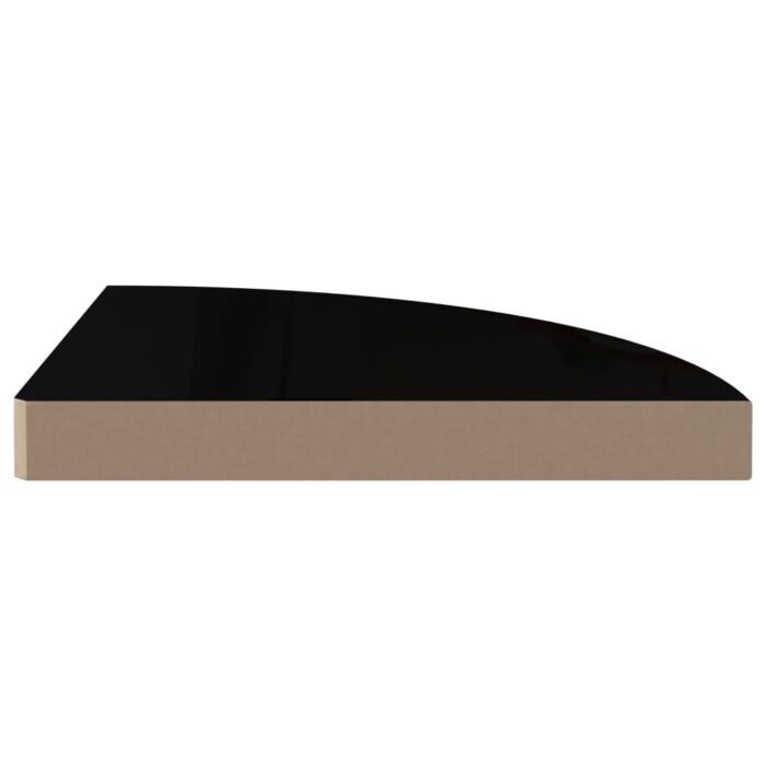 Étagères d'angle flottantes 2pcs noir brillant 35x35x3,8 cm MDF – Image 4