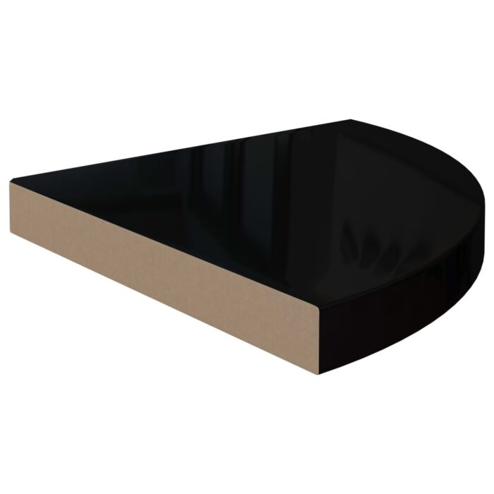 Étagères d'angle flottantes 4 pcs noir brillant 35x35x3,8cm MDF – Image 3