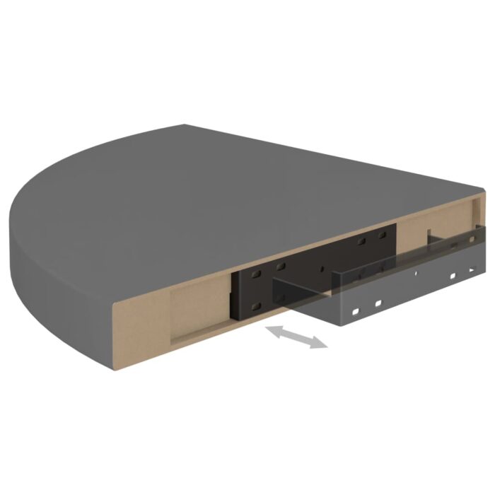 Étagères d'angle flottantes 4 pcs gris brillant 35x35x3,8cm MDF – Image 6