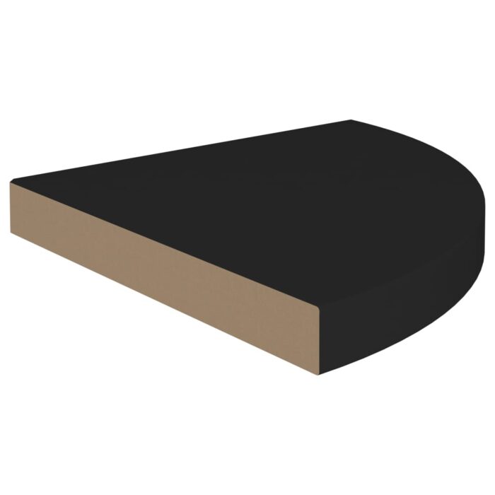 Étagère d'angle flottante noir 35x35x3,8 cm MDF – Image 2