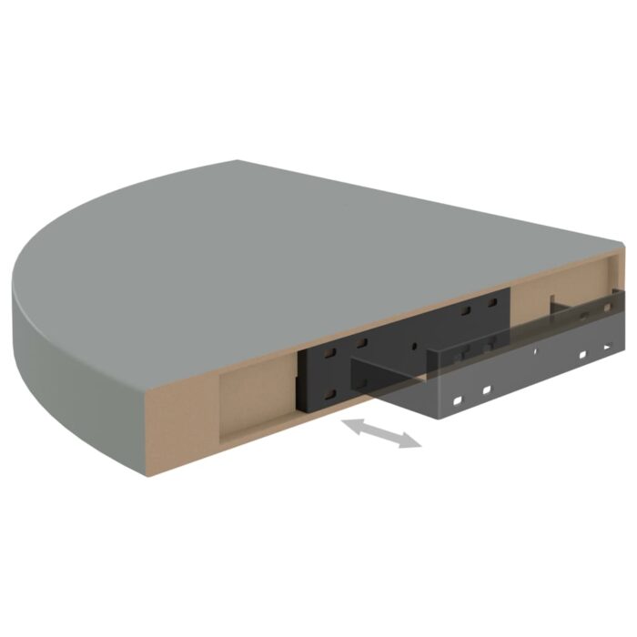 Étagère d'angle flottante gris 35x35x3,8 cm MDF – Image 5