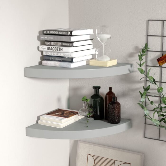 VXL8720286075548_m_en_hd_1.jpg Étagères d'angle flottantes 2 pcs gris 35x35x3,8 cm MDF – Image 1