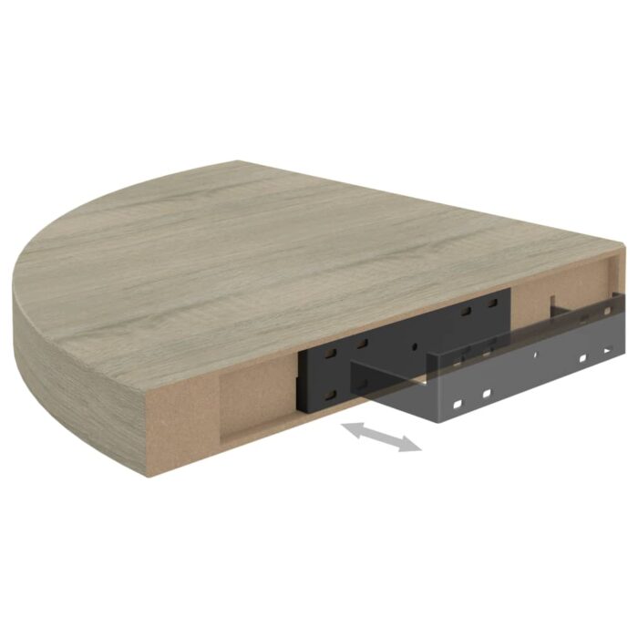 Étagères d'angle flottantes 4 pcs chêne 35x35x3,8 cm MDF – Image 6