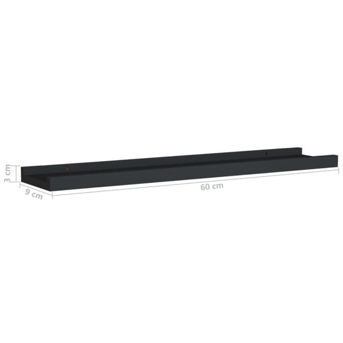 Étagères à rebord pour cadre photo 2 pcs Noir 60x9x3 cm MDF – Image 6
