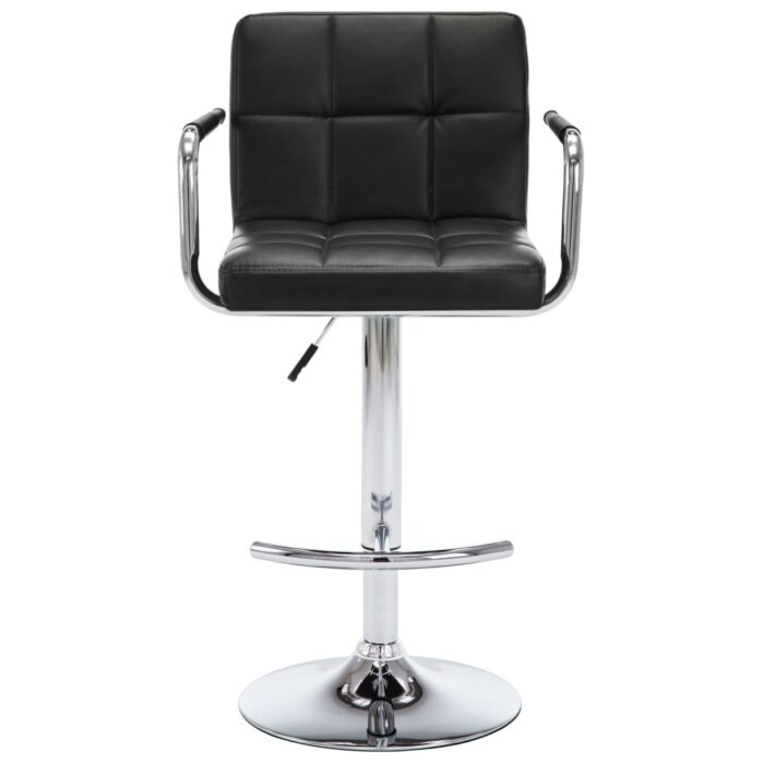 Tabourets de bar lot de 2 noir similicuir – Image 2
