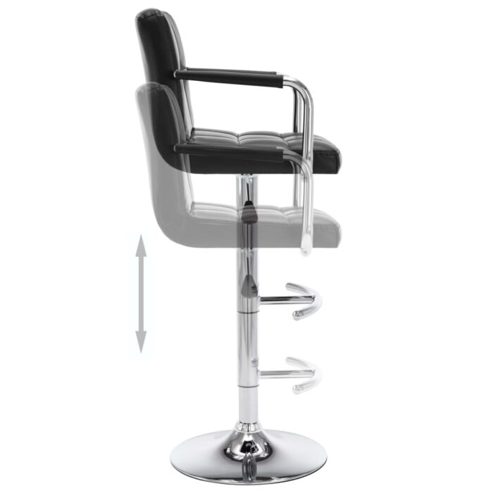 Tabourets de bar lot de 2 noir similicuir – Image 3
