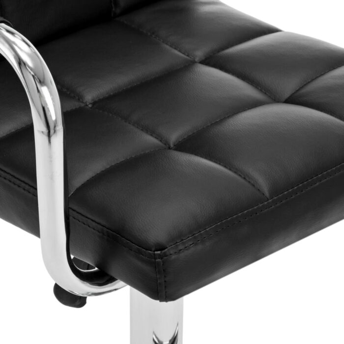 Tabourets de bar lot de 2 noir similicuir – Image 5