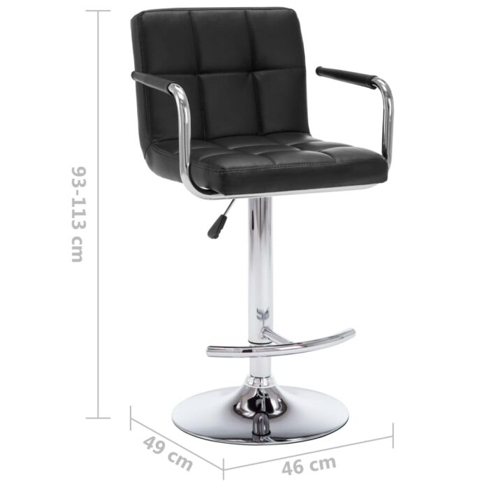 Tabourets de bar lot de 2 noir similicuir – Image 7