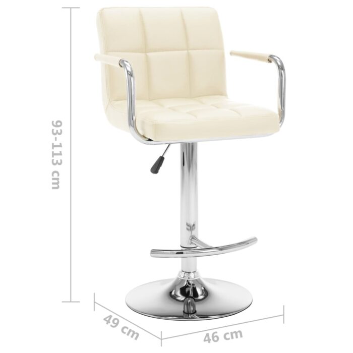 Tabourets de bar lot de 2 crème similicuir – Image 7