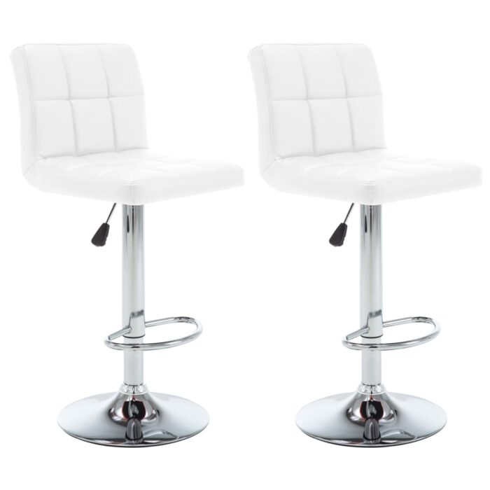 Tabourets de bar lot de 2 blanc similicuir – Image 1