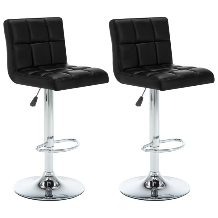 Tabourets de bar lot de 2 noir similicuir – Image 1