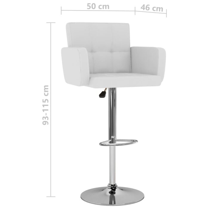 Tabourets de bar lot de 2 blanc similicuir – Image 7