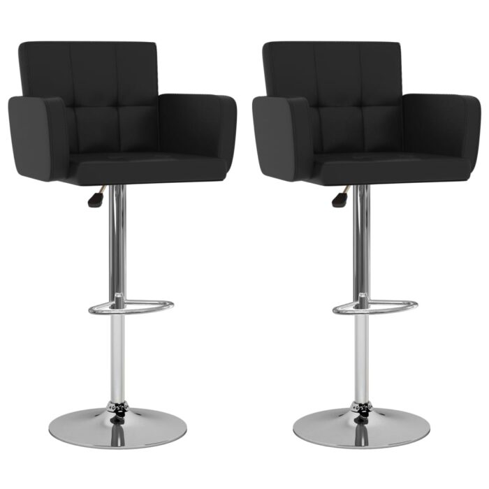 Tabourets de bar lot de 2 noir similicuir – Image 1
