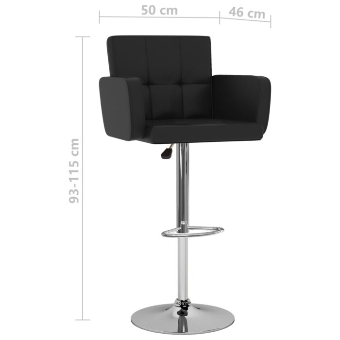 Tabourets de bar lot de 2 noir similicuir – Image 7
