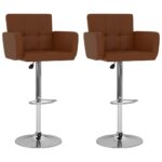 Tabourets de bar lot de 2 marron similicuir