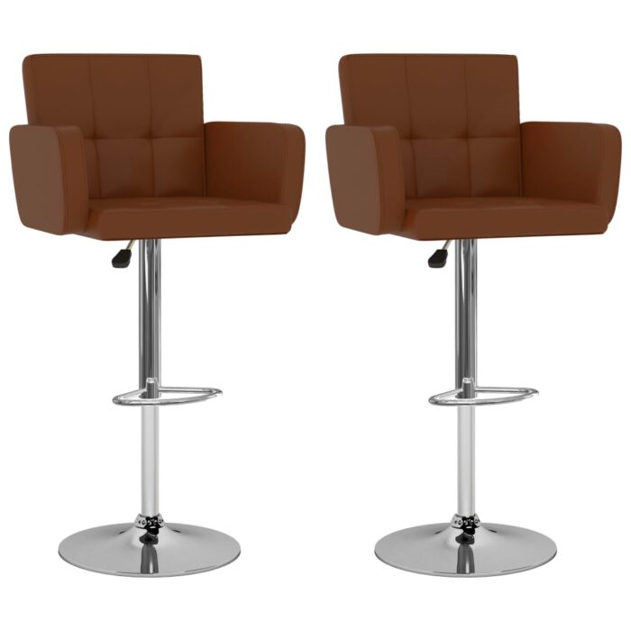Tabourets de bar lot de 2 marron similicuir – Image 1