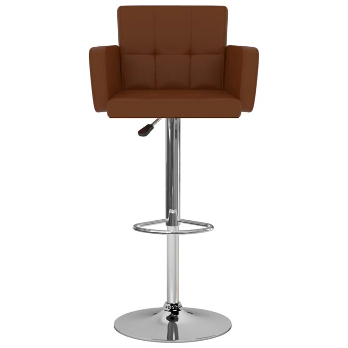 Tabourets de bar lot de 2 marron similicuir – Image 2