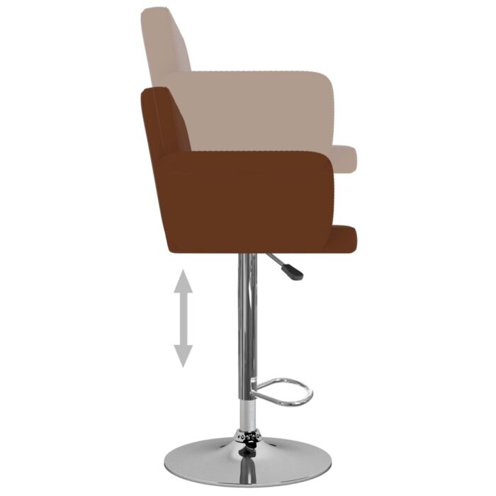 Tabourets de bar lot de 2 marron similicuir – Image 4