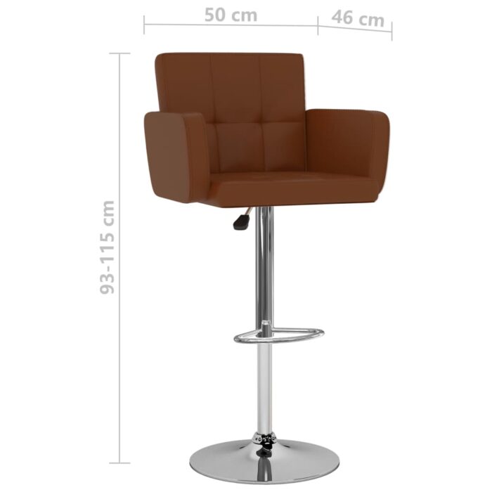 Tabourets de bar lot de 2 marron similicuir – Image 7