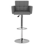 Tabourets de bar lot de 2 gris similicuir – Image 2