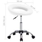 Chaise de travail roulante Blanc Similicuir – Image 6