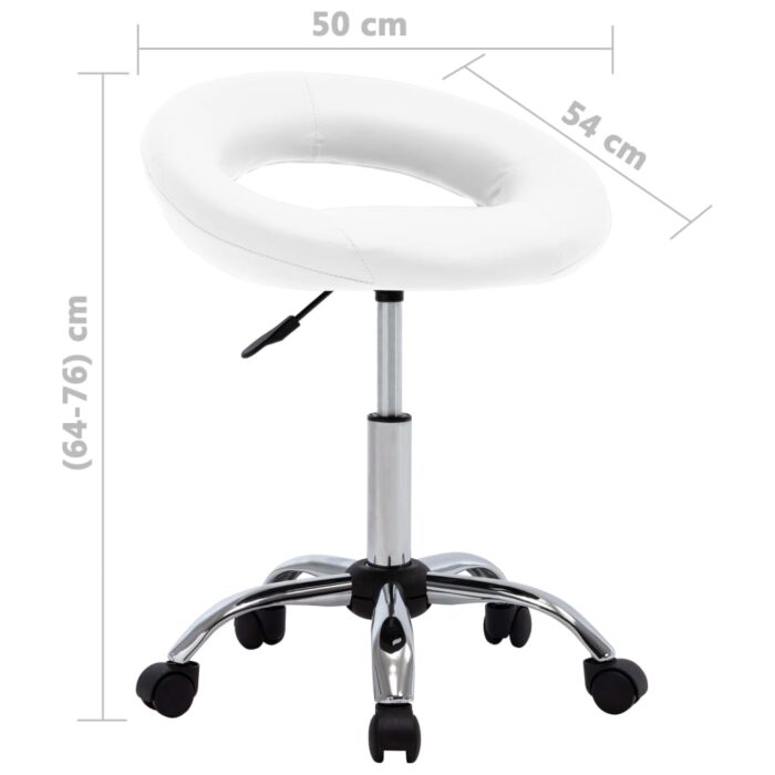 Chaise de travail roulante Blanc Similicuir – Image 6