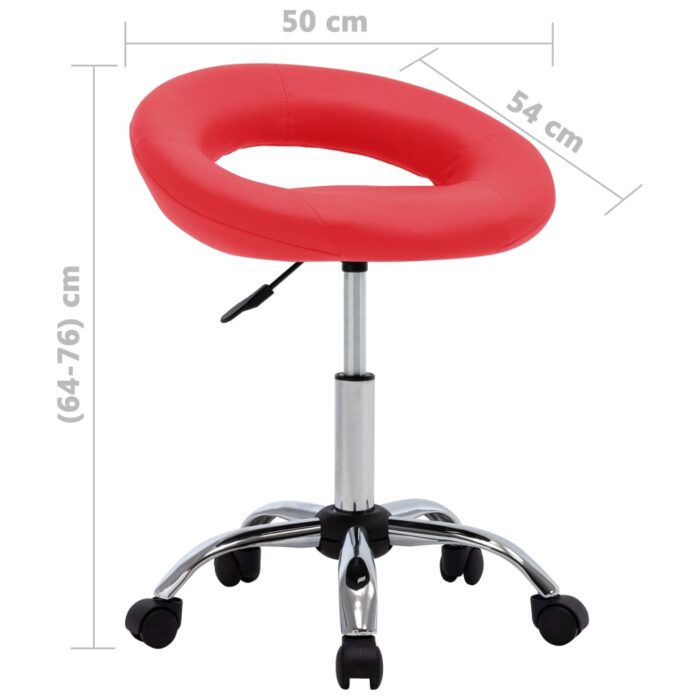 Chaise de travail roulante Rouge Similicuir – Image 6