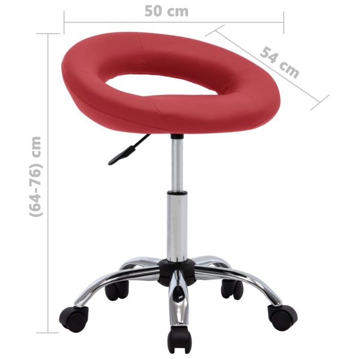 Chaise de travail roulante Rouge bordeaux Similicuir – Image 6