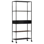 Bibliothèque 80x35x180 cm Bois de manguier brut et fer – Image 3