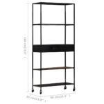 Bibliothèque 80x35x180 cm Bois de manguier brut et fer – Image 6